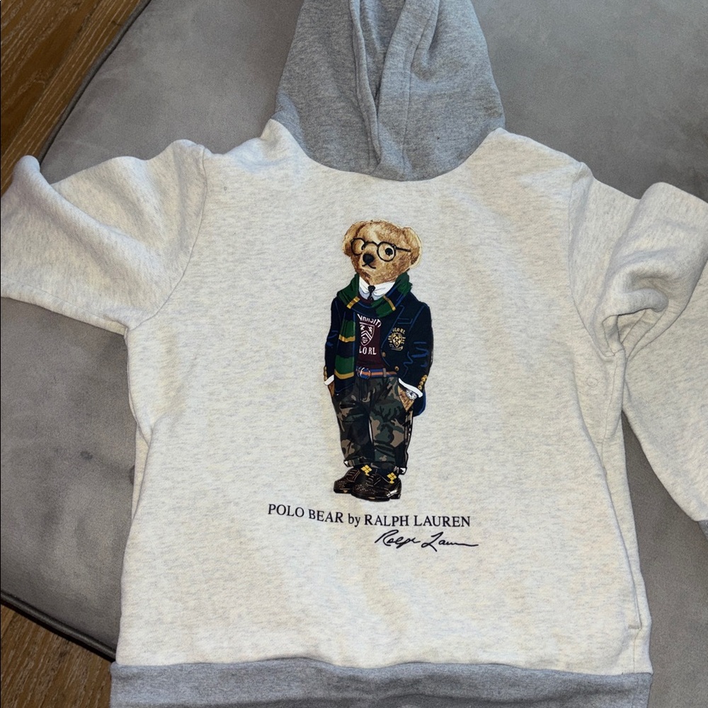 Ralph Lauren Gray Hoodie with Polo Bear Design
